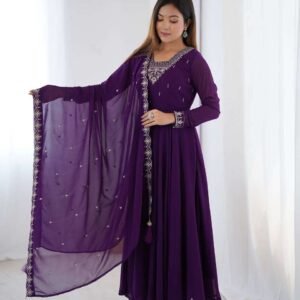 Womens Fox Georgette Anarkali Kurti with Pant & Dupatta Set